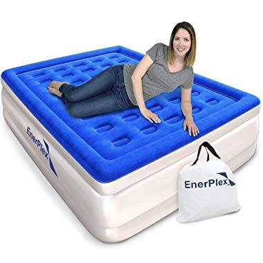 EnerPlex Never-Leak Queen Air Mattress with Built in Pump Raised Luxury Airbed Double High Queen Inflatable Bed Blow Up Bed 2-Year Warranty Manufacturer Guarantee