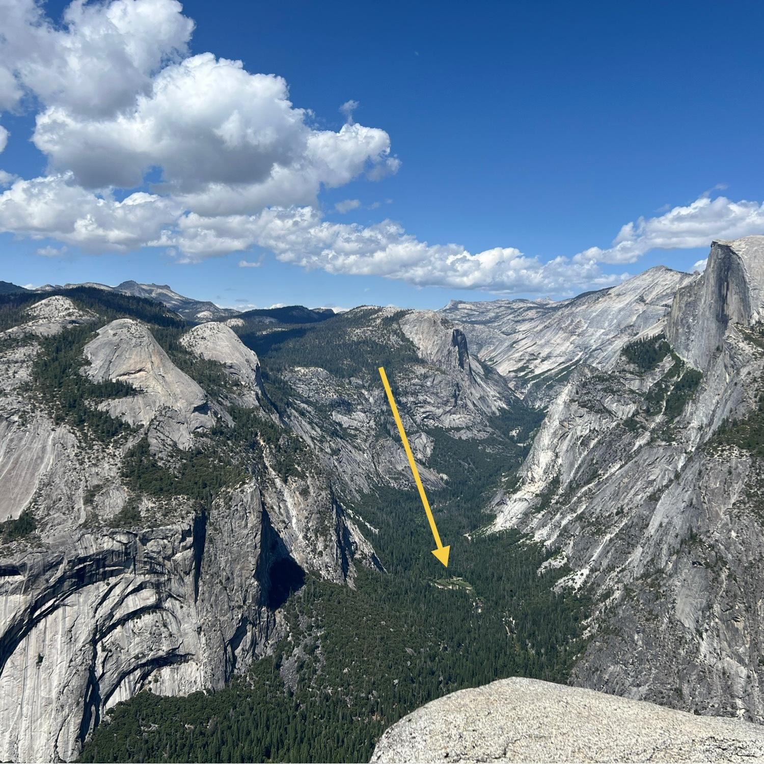 The arrow points to our proposal spot at Mirror Lake 😊