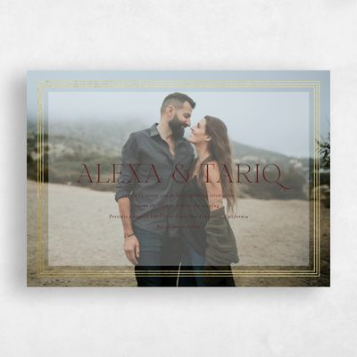Maroon, Red Wedding Invitation - Teagan Landscape Foil