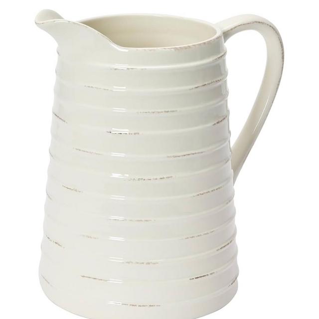 Creative Co-Op White Ceramic Pitcher