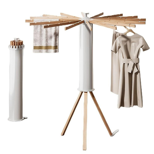 Tripod Clothes Drying Rack – Foldable Laundry Stand, Indoor & Outdoor Holder for Clothing - Space Saving Hanger with 16 Poles and 315 inches Capacity, Octopus Style, Collapsible Garment Rack