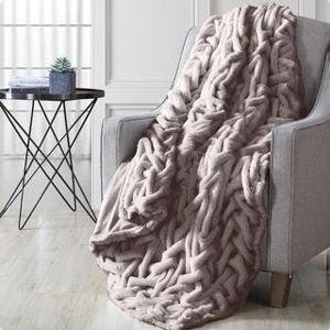 Modern Threads Luxury Solid Braided Faux Fur Throw