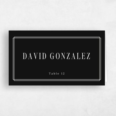 Black Wedding Place Card - Mahogany