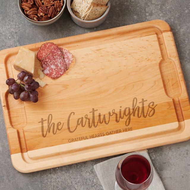 Seasonally Script Personalized 15-Inch x 21-Inch Maple Charcuterie Board