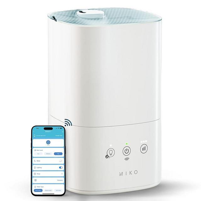 MIKO Ultrasonic Humidifiers for Bedroom Baby - Water Filter, Wifi App controlled, Auto Mode, No Leak Design, Sleep Mode, Built-in Timer, Humidifier for Babies & Home
