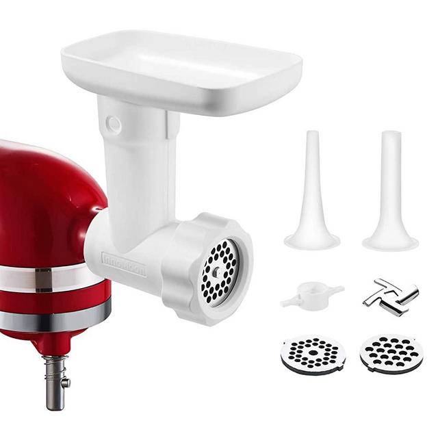 Food Grinder Attachment for Kitchenaid Stand Mixers, as Meat Mincer Accessory including Sausage Stuffer Tubes - Amazon Vine
