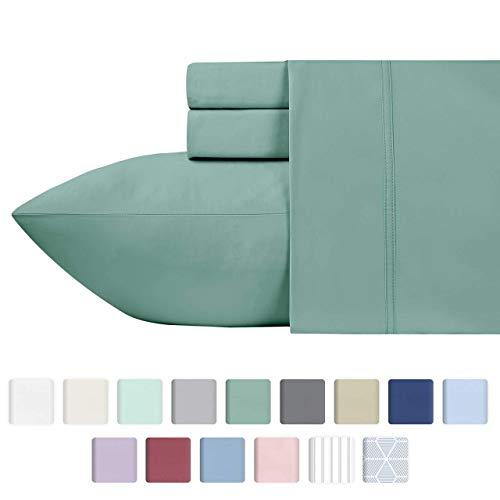 California Design Den 600 Thread Count 100% Cotton Sheets - Sage Extra Long-Staple Cotton King Sheets, Fits Mattress 16'' Deep Pocket, Sateen Weave, Soft Cotton 4 Piece Bed Sheets Set
