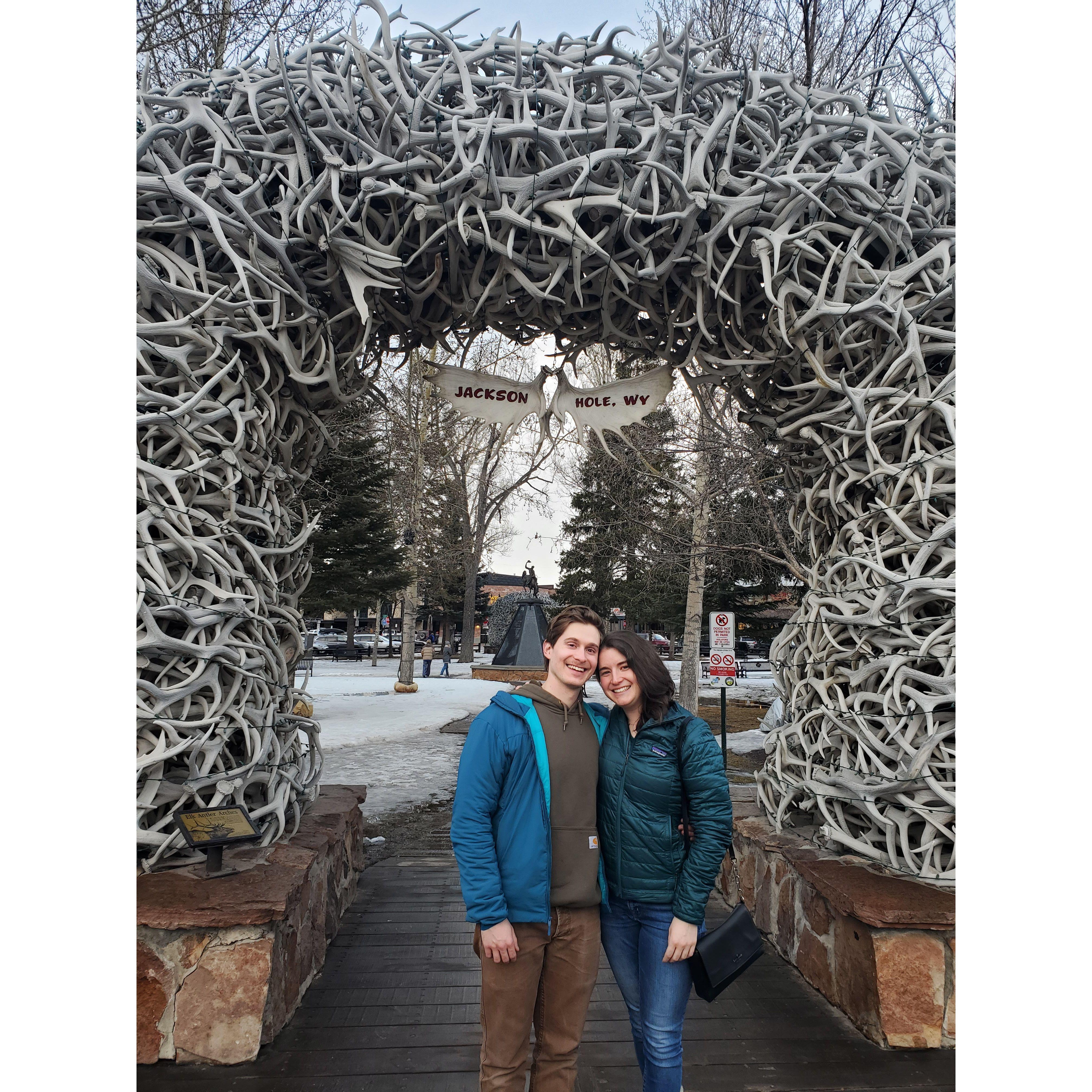 Not pictured, a kiss under the antlers