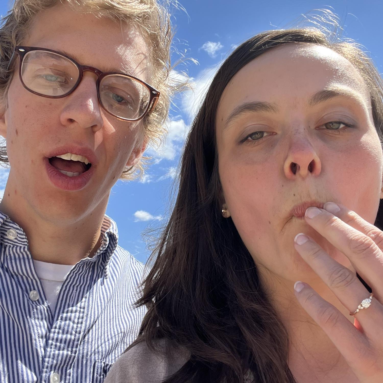 Resting our faces from smiling so much announcing our engagement