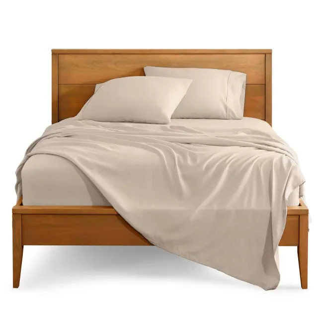 Queen Wheat 4 Piece Ultra-Soft Double Brushed Sheet Set by Bare Home