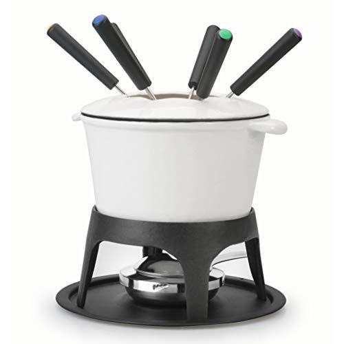 Artestia Cast Iron Fondue Set, Serve 6 Persons (White)