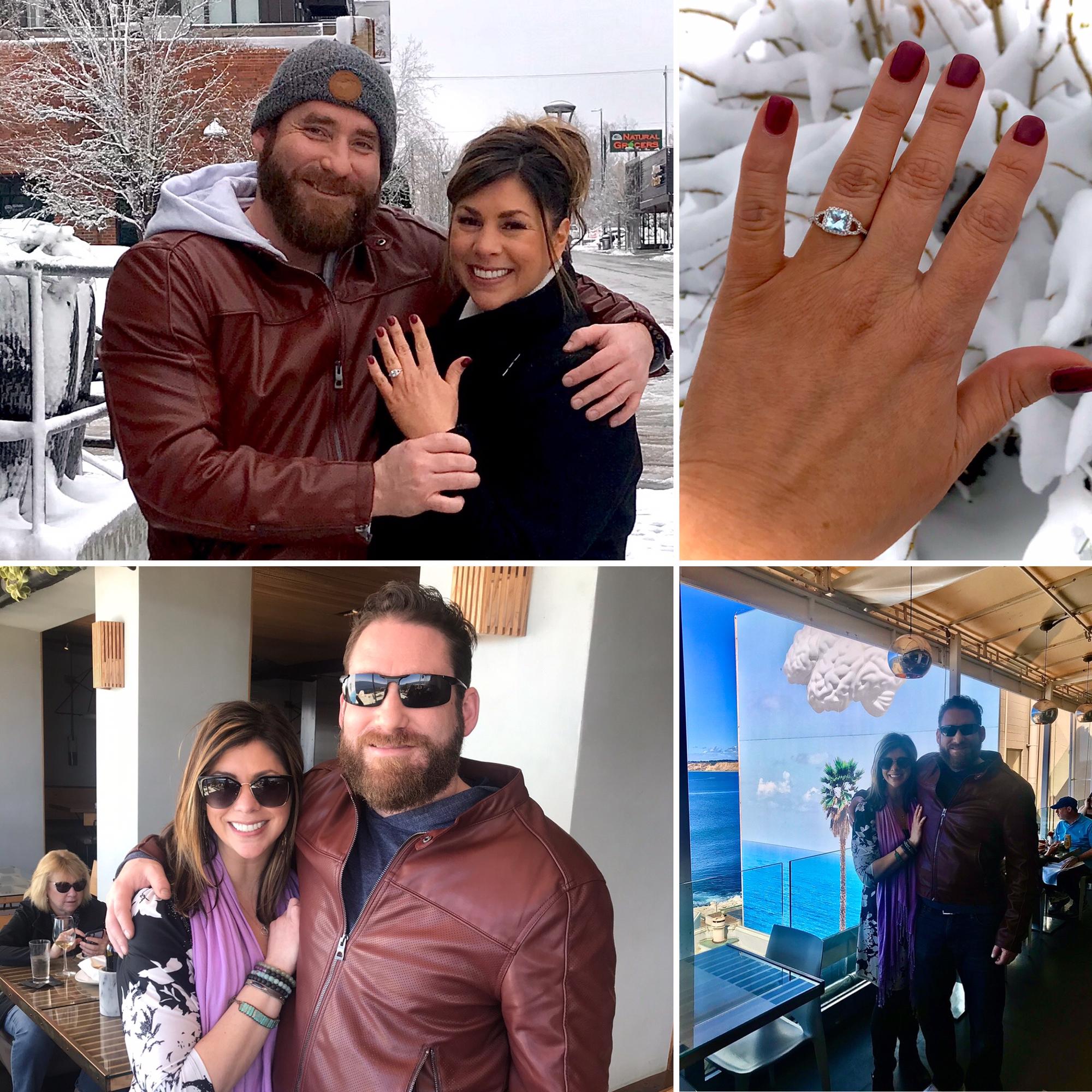 Two engagements: 1st - La Jolla 3/8/20, 2nd - Denver 3/20/20.  I said YES both times.