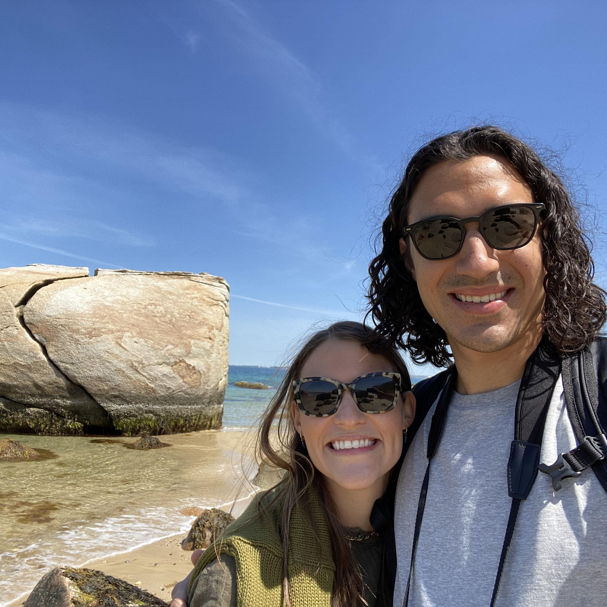 One of our first trips to Martha's Vineyard - Sophie's favorite rock on earth–"split rock", in the background