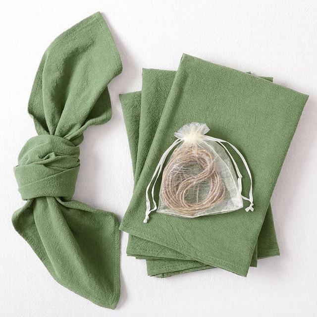Socomi Cotton Linen Napkins Bulk 17"x17" Stonewashed Cloth Dinner Napkins Rustic Thick Table Napkins for Family Events Baby Shower Wedding Decoration (Set of 10, Sage Green)