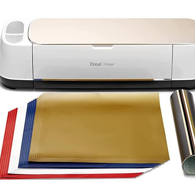 Cricut Maker Vinyl Bundle - Includes Cricut Maker Machine + 20 Premium Removable Vinyl Sheets + 6 Premium Permanent Vinyl Sheets