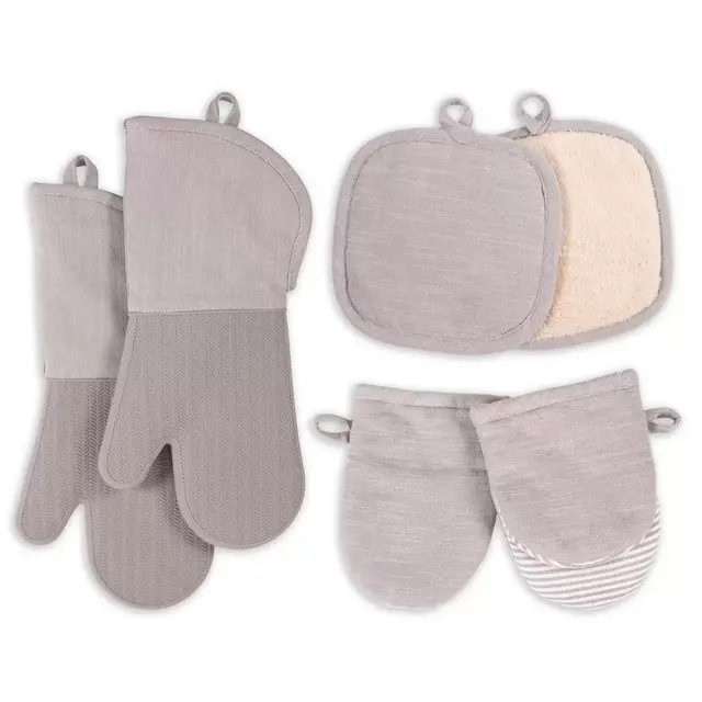 Our Table™ Select 6-Piece Oven Mitts, Pot Holders, and Mini Mitts Set in Grey