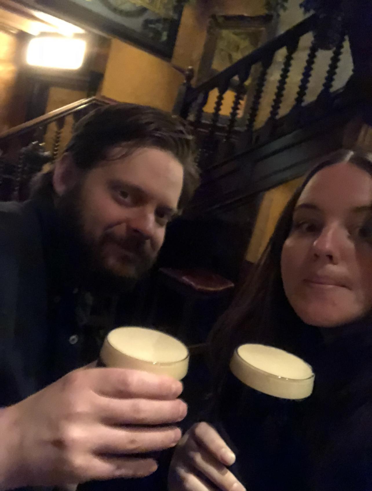 Having a Guinness in a local Irish pub in Galway, Ireland