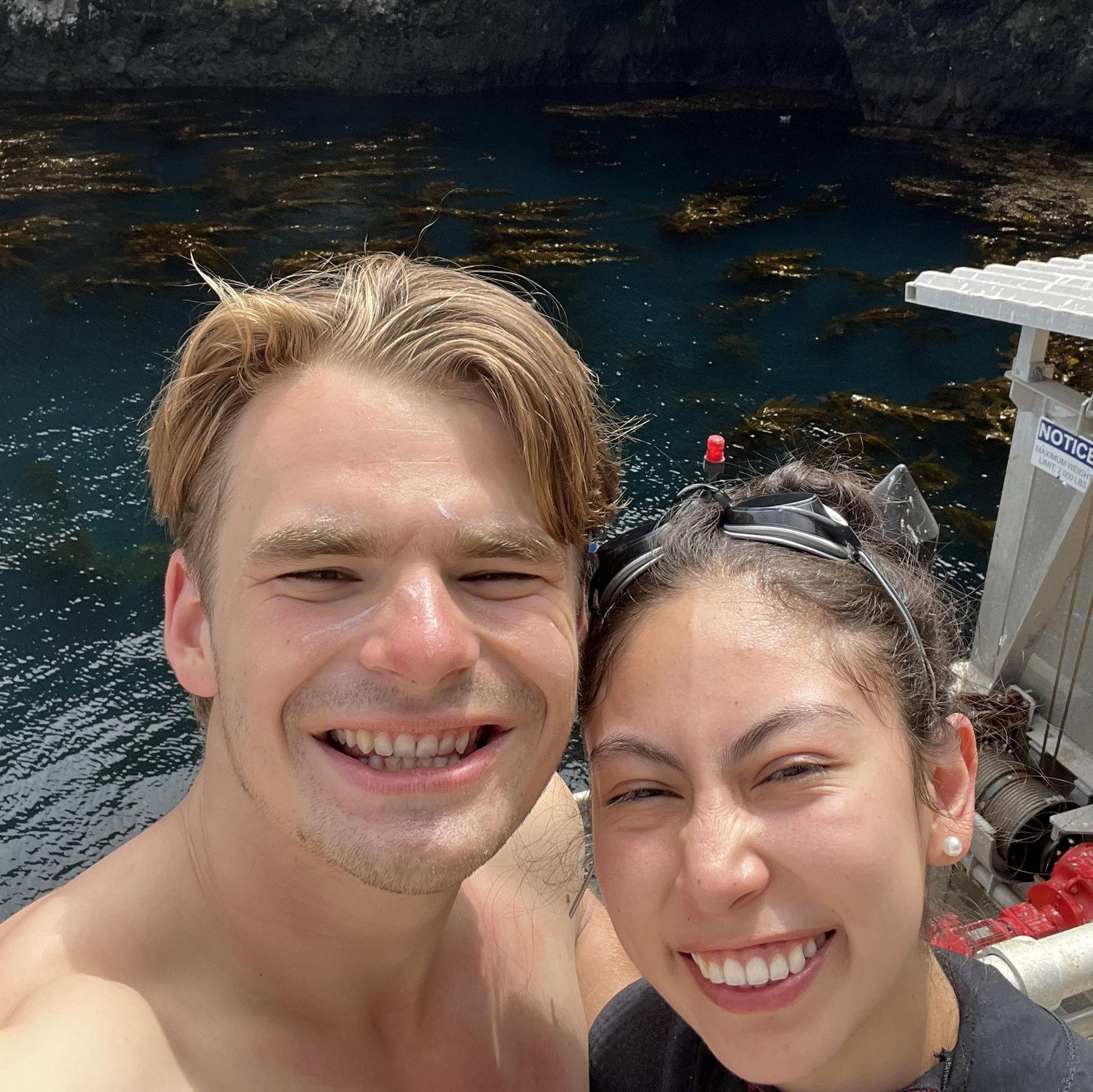 Conquering fears together - yes one of us was scared of swimming in the open ocean.