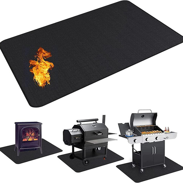 UBeesize 36 x 48 inches Under Grill Mat for Outdoor Grill,Double-Sided Fireproof Grill Pad for Fire Pit,Indoor Fireplace Mat Fire Pit Mat,Oil-Proof Waterproof BBQ Protector for Decks and Patios