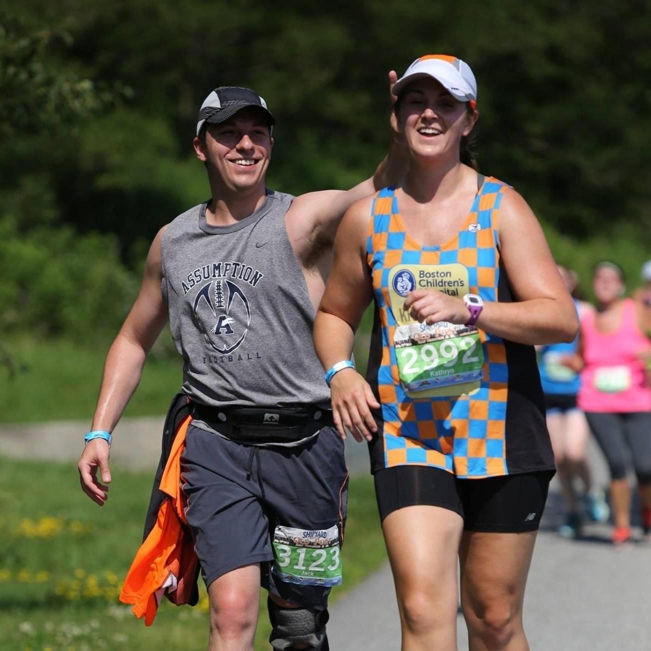 Running our first half marathon together in Portland, ME in July 2015.