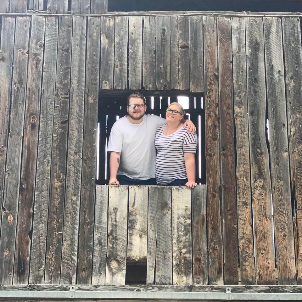 The first time visiting Bryson's grandma's house. We couldn't resist taking a picture in the barn.