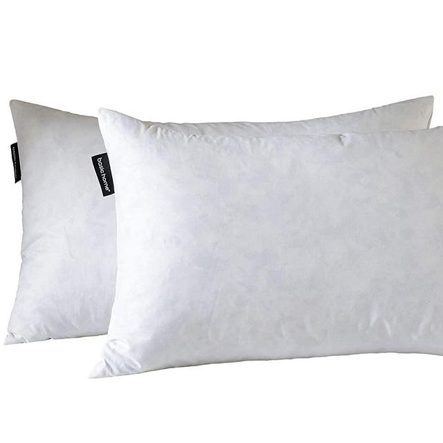 14x24 Decorative Throw Pillow Inserts-Down Feather Pillow Inserts-Oblong-Cotton Fabric-Set of 2-White