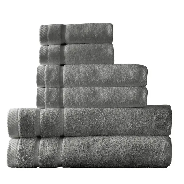 Arm & Hammer 6pc Super Soft Set Bath Towels and Hand Towels with Washcloths Gray