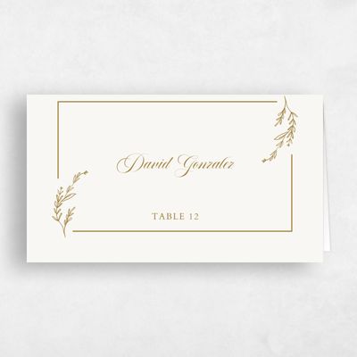 Gold, Yellow Wedding Place Card - Eleanora
