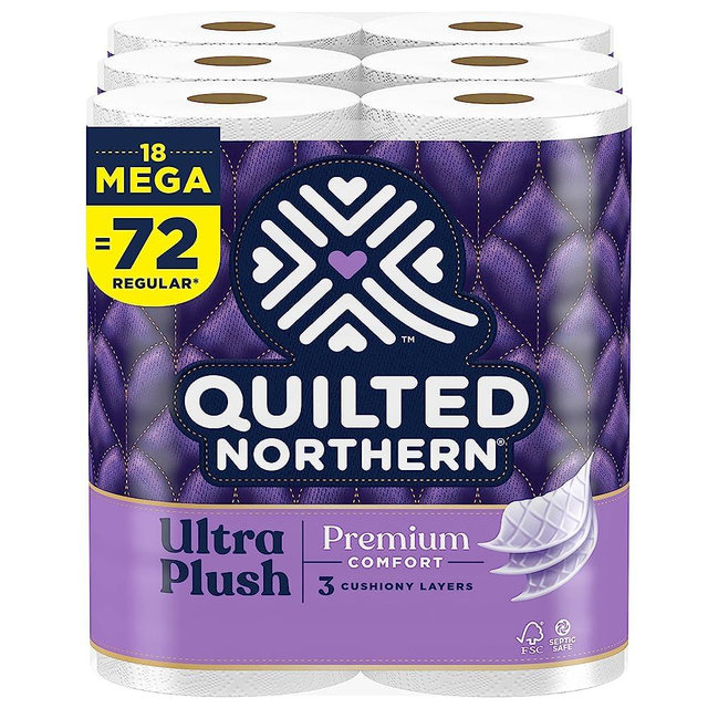 Quilted Northern Ultra Plush Toilet Paper, 18 Mega Rolls = 72 Regular Rolls