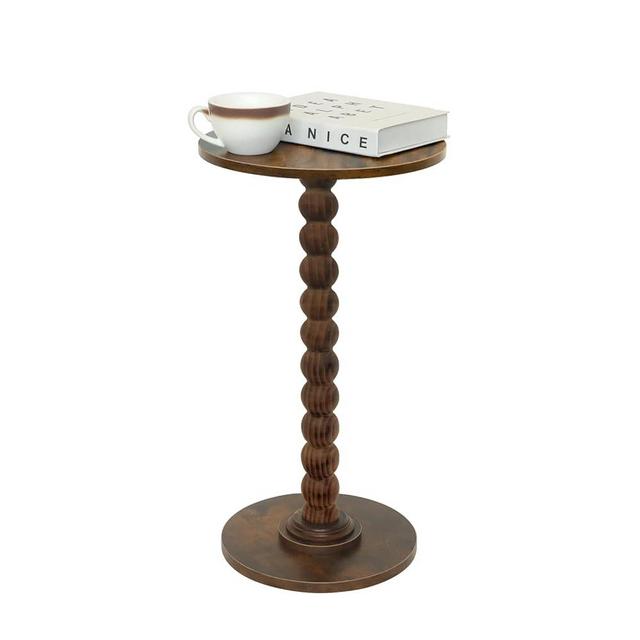 Fultyle Round Side Table, Small Drink Table for Small Spaces, Modern Accent End Table Coffee Table with Solid Wood Leg for Living Room, Bedroom, Corners, and Office (Rustic Brown)