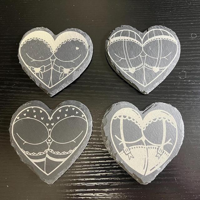 Heart Butt Slate Coasters - Set of 4 Sexy Heart Coasters