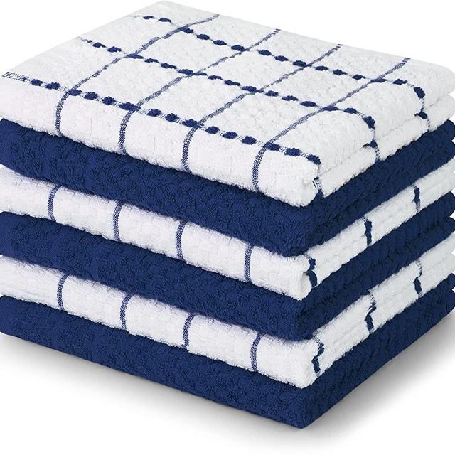 Utopia Towels Kitchen Towels, 15 x 25 Inches, 100% Ring Spun Cotton Super Soft and Absorbent Dish Towels, Tea Towels and Bar Towels (6 Pack, Navy)