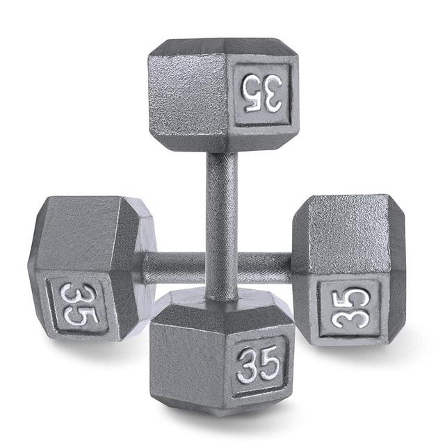 WF Athletic Supply Cast Iron Solid Hexagon Gray Dumbbells, Strength Training Free Weights Set of 2 for Women and Men, Hand Weights Sold by Pairs, from 1 to 120 LBS, Multi-Select Size Options Available