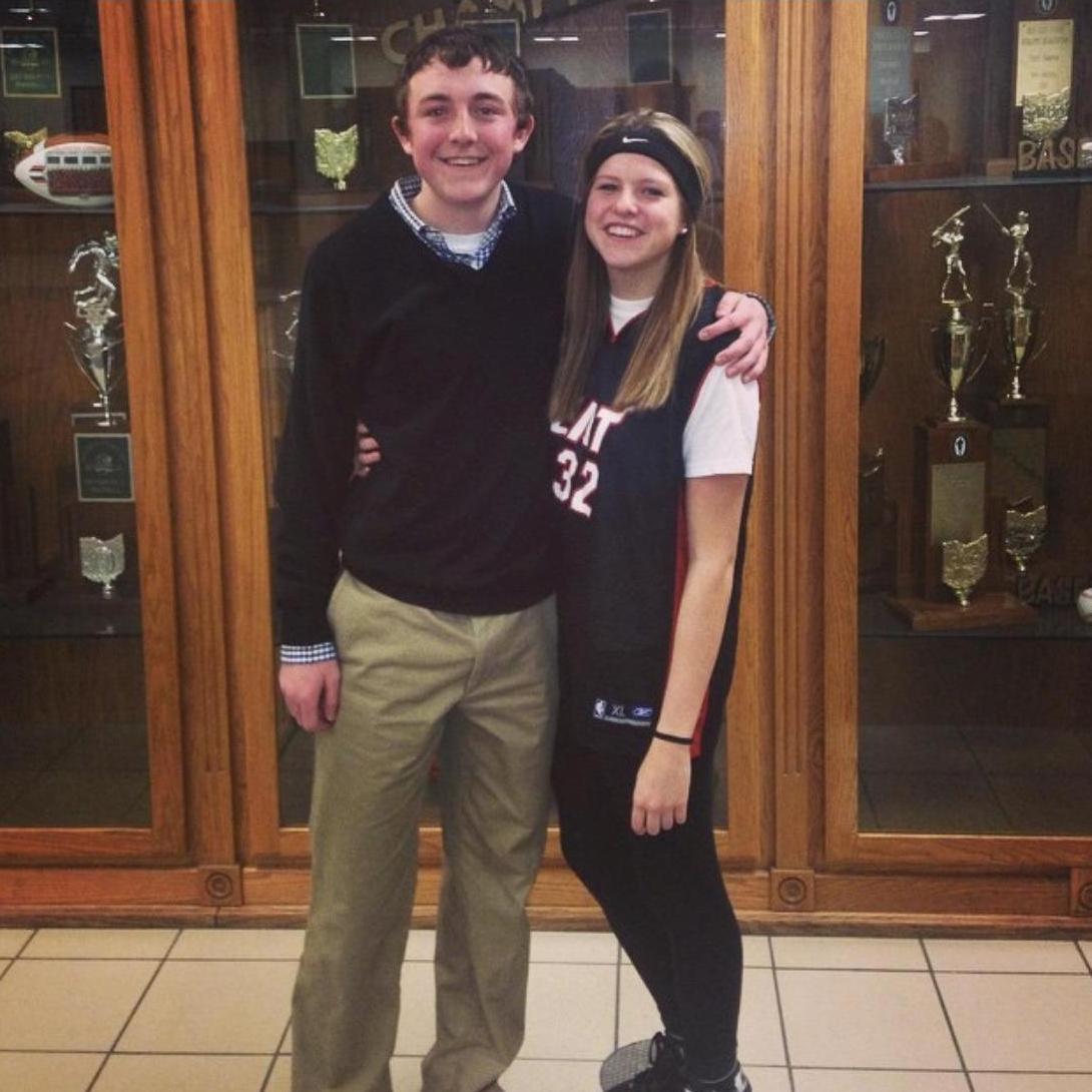 Our first picture when we started "talking." - Junior Year Basketball Season