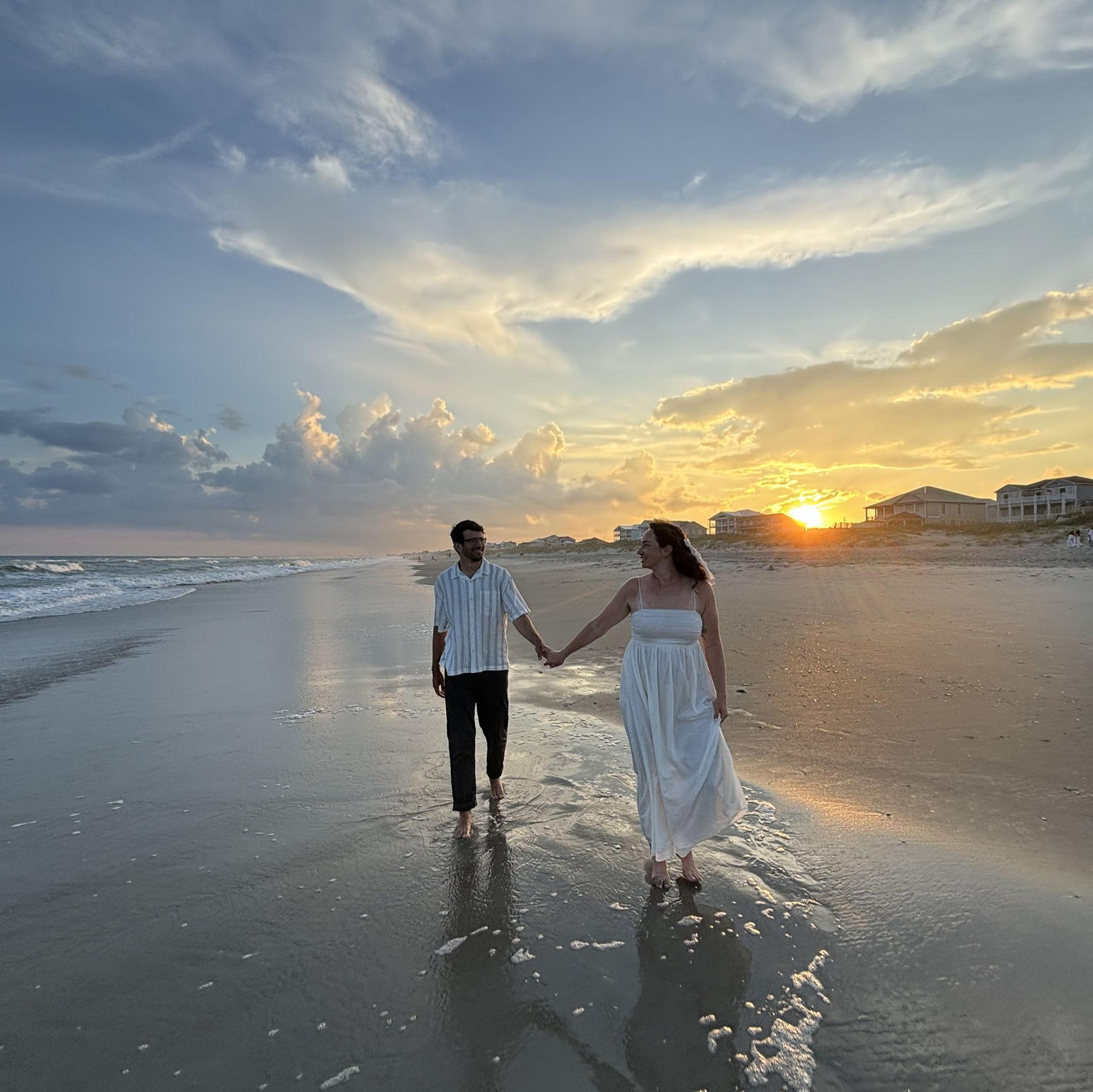 July 2025 - Rachel and Zack go to Emerald Isle with Rachel's family and take some impromptu engagement photos