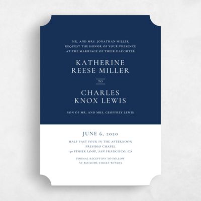 Blue Ticket Wedding Invitation - Potter Rise