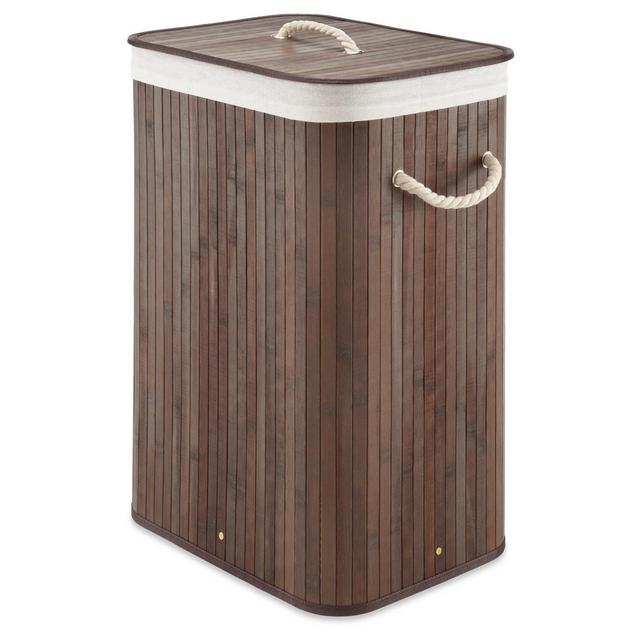 Whitmor Rectangular Dark Bamboo Hamper with Rope Handles