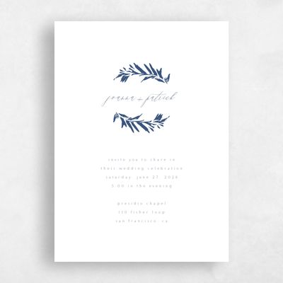 Dark Cobalt, Blue Wedding Invitation - Callahan Classic