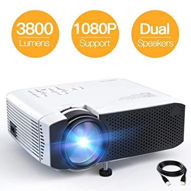 Projector, APEMAN Mini Portable Projector, 3800L 1080P Supported Projector, Max 180" Display with 45,000Hrs LED Life, Compatible with TV Stick, PS4, HDMI, TF, AV, USB for Home Entertainment[Tech Gift]