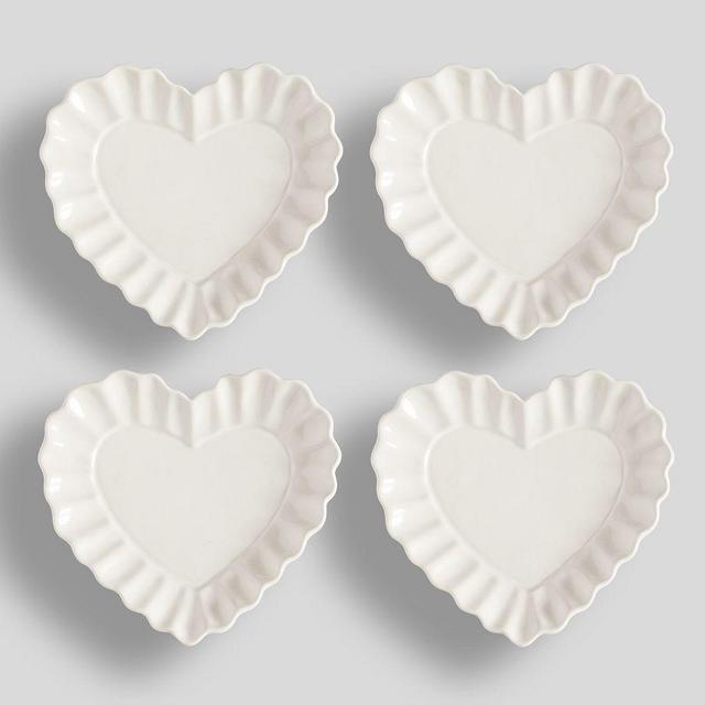 Heirloom Scalloped Heart Appetizer Plates, Set of 4 - White