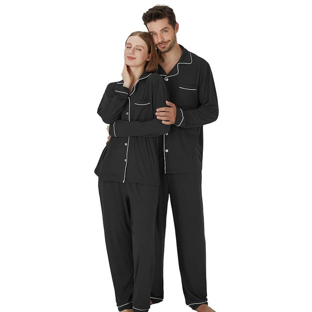 PJGGZ Matching Pajamas for Couples, Button Up Pjs Set for Men and Women Soft Warm Loungewear