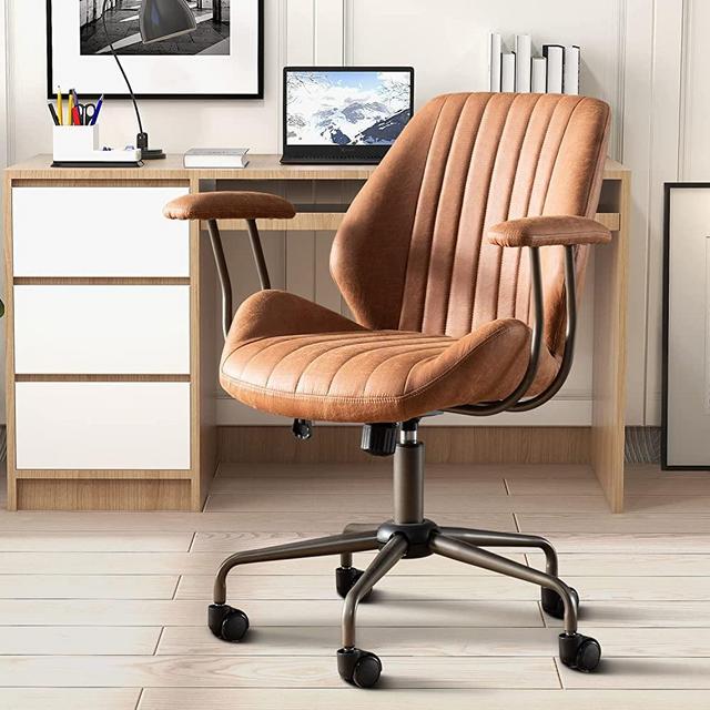 OVIOS Ergonomic Office Chair Modern Computer Desk Chair Suede Fabric Desk Chair with Lumbar Support for Executive or Home Office (Light Brown)