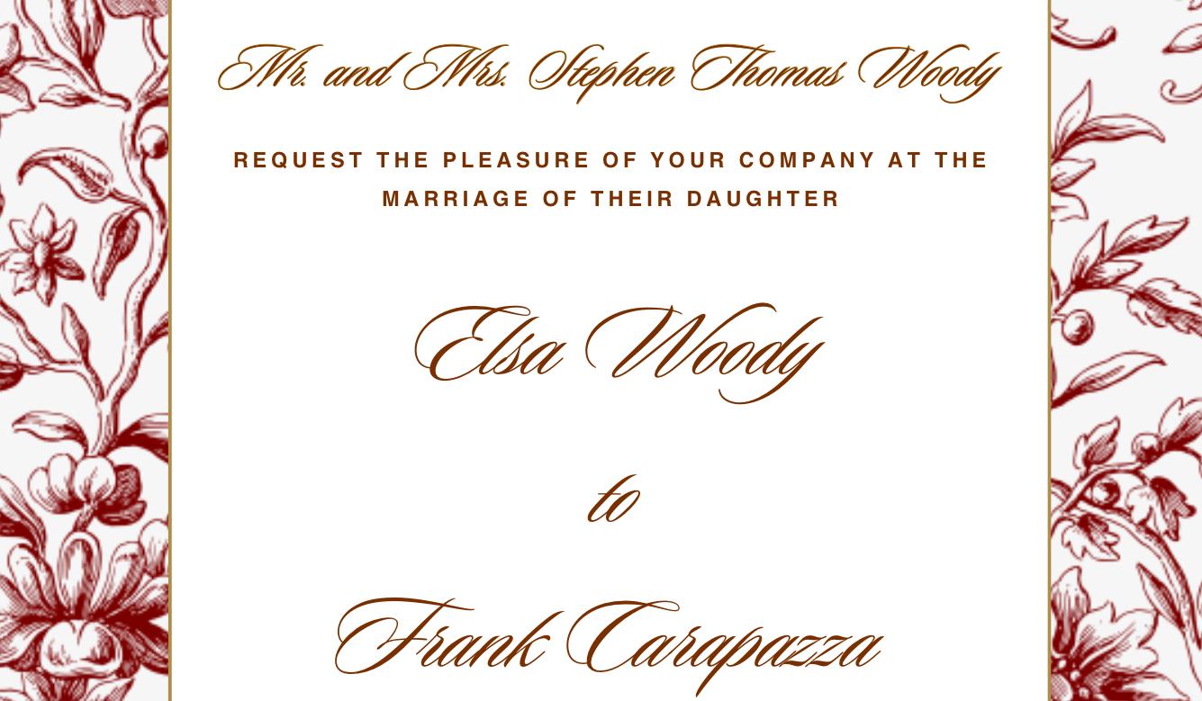 The Wedding Website of Elsa Woody and Frankie Carapazza