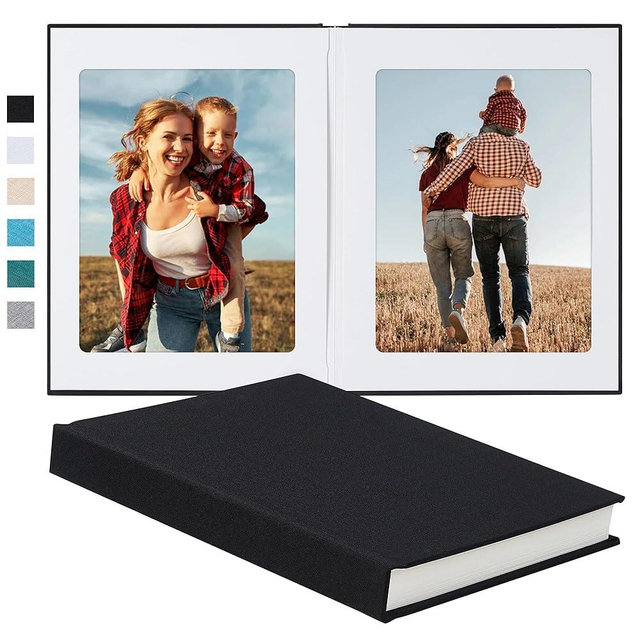 Pssoss Photo Album 8x10 with Writing Space Linen Cover 8x10 Photo Album Book Holds 30 Photos Ideal for Wedding Theme-Album and Baby Photo Albums (Black,30 Pockets)