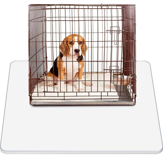 Cinnvoice Under Dog Crate Mat PVC Under Cage Mat Pet Floor Protector 48 x 48 Inch Waterproof Bird Cage Liner Washable Dog Kennel Puppy Pee Training Water Resistant Pad to Protect Floors, Clear