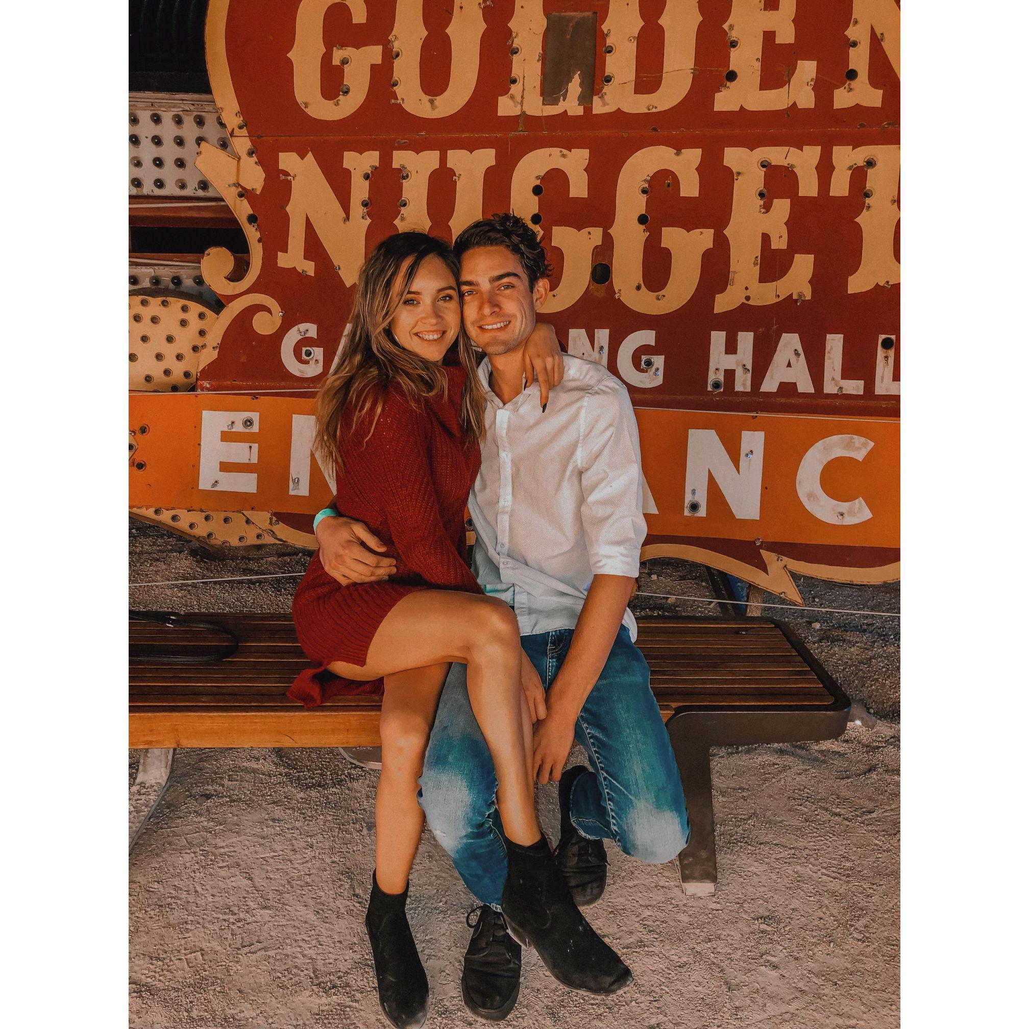 Our first picture we ever took on a date at the Neon Museum
