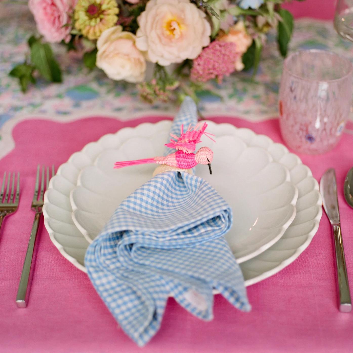 MACAW STRAW BIRD NAPKIN RING- PINK