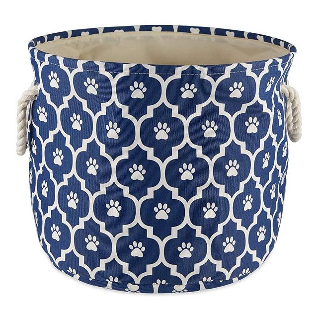 Bone Dry 6192 Pet Storage Collection Lattice Paw Print, Large Round, Nautical Blue