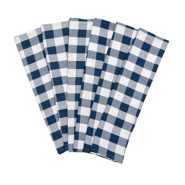 Buffalo Plaid Kitchen Towels - 100% Cotton, Absorbent, Lint-Free Kitchen Towels - 20"x30" (Navy/White - 6 Pack)