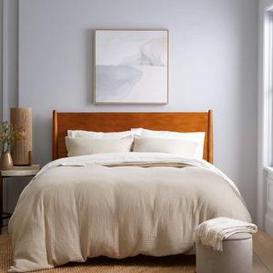 King Size Organic Airy Gauze Duvet Cover Set in Dune